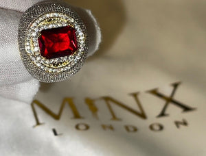 Big Iced Out Ring | Big Gold Diamond Ring | Ruby Ring | Ruby Diamond Ring | Ruby and Diamond Ring | Red Diamond Ring |  Iced Out Ring