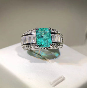 
            
                Load image into Gallery viewer, Engagement Ring | Aquamarine Diamond Ring | Womens Promise Ring |  Aquamarine Engagement Ring | Blue Diamond Ring | Tourmaline Ring
            
        