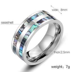 Seashell Ring | Stainless Steel Ring | Mens Wedding Ring | Stainless Steel Rings | Womens Wedding Band | Wedding Band | Wedding Ring | 8mm