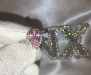 Pink Diamond Ring | Teardrop Ring | Pear Shape Ring | Teardrop Engagement Ring | Tear Drop Ring | Engagement Ring |  Diamond Wedding Rings