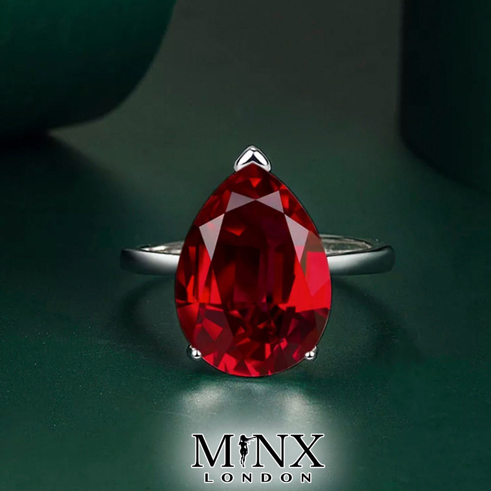 Red Ring Drop Teardrop Engagement Ring | Teardrop Ring | Red Diamond Ring | Womens R ...