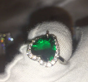 Heart Ring | Green Diamond Ring | Heart Rings | Heart Shape Ring | Diamond Heart Ring | Heart Ring with Diamonds | Green Diamond Ring