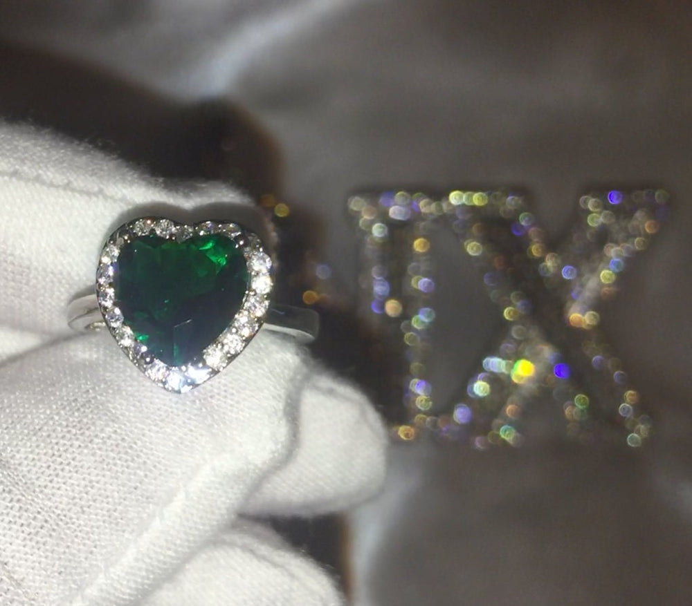 Heart Ring | Green Diamond Ring | Heart Rings | Heart Shape Ring | Diamond Heart Ring | Heart Ring with Diamonds | Green Diamond Ring