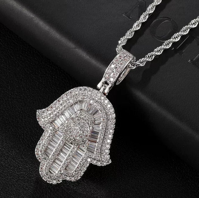 Muslim Pendant | Muslim Jewellery | Hamsa Pendant | Hamsa Pendant | Hamsa Necklace | Iced Out Pendant | Hand Pendant | Evil Eye Pendant