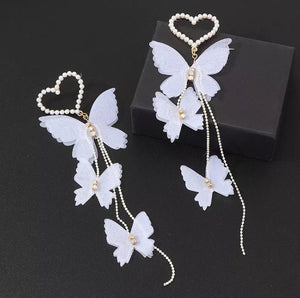 Pearl Earrings | Butterfly Earrings | White Butterfly Earrings | Heart Earrings | Womens Heart Earrings | Earrings | Heart Shape Earrings