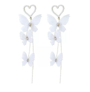 Pearl Earrings | Butterfly Earrings | White Butterfly Earrings | Heart Earrings | Womens Heart Earrings | Earrings | Heart Shape Earrings