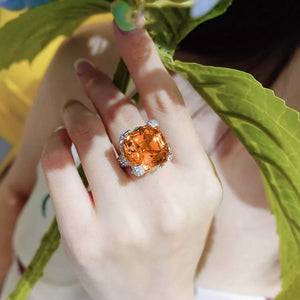 Orange Diamond Engagement Ring | Radiant Diamond Ring | Womens Engagement Ring | Wedding Ring | Womens Wedding Ring | Cushion Diamond Ring