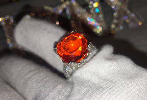 Orange Diamond Engagement Ring | Radiant Diamond Ring | Womens Engagement Ring | Wedding Ring | Womens Wedding Ring | Cushion Diamond Ring