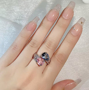 Teardrop Ring | Pink Diamond Ring | Blue Diamond Ring | Pear Cut Ring | Teardrop Engagement Ring | Diamond Snake Ring | Twist Ring