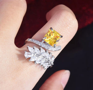 Womens Ring | Emerald Diamond Ring | Princess Cut Ring | Yellow Diamond Ring | Baguette Ring | Womens Statement Ring | Cushion Ring