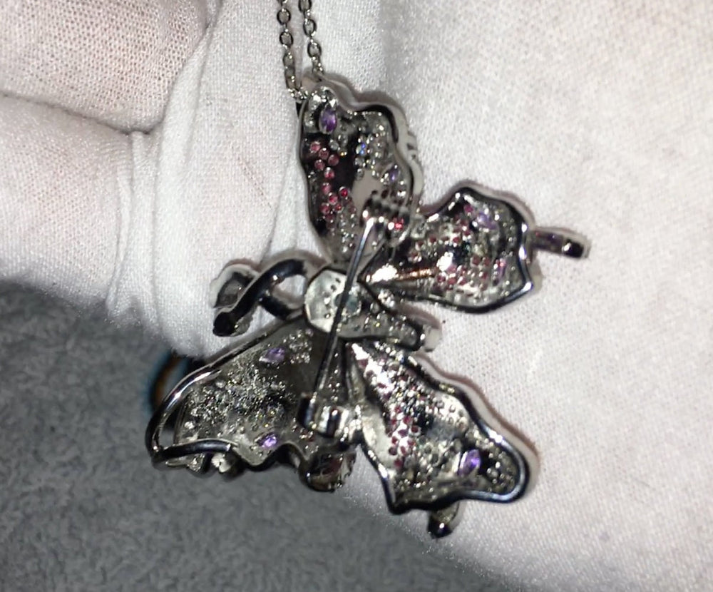 Butterfly Necklace | Butterfly Pendant | Pink Diamond Necklace | Womens Necklace | Diamond Butterfly Necklace | Womens Brooche | Necklaces