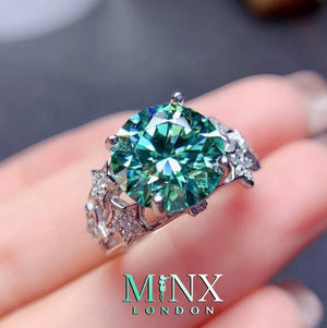 Engagement Ring | Green Diamond Ring | Womens Promise Ring |  Diamond Star Ring | Green Engagement Ring | Tourmaline Ring | Star Ring