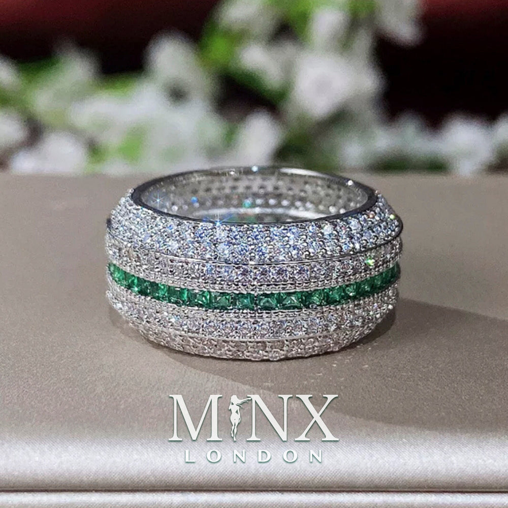 
            
                Load image into Gallery viewer, Green Diamond Ring | Iced Out Ring | Mens Engagement Ring | Mens Wedding Ring | Mens Diamond Ring | Womens Pavé Diamond Ring | Hip Hop Ring
            
        