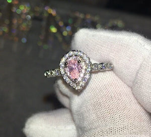 Pink Diamond Ring | Teardrop Ring | Pear Shape Ring | Teardrop Engagement Ring | Halo Wedding Ring | Engagement Ring |  Diamond Wedding Ring