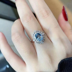 Blue Diamond Engagement Ring | Oval Wedding Ring | Wedding Ring | Blue Wedding Ring | Halo Ring | Beautiful engagement ring | Wedding Ring