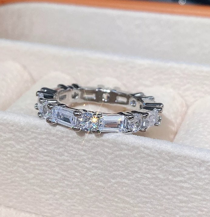 Eternity Ring | Baguette Ring | Womens Diamond Ring | Diamond Eternity Ring | Wedding Band | Friendship Ring | Womens Eternity Ring
