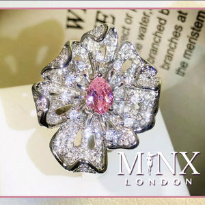 Pink Diamond Ring | Pink Diamond Engagement Ring | Womens Pink Diamond Ring | Diamond Flower Ring | Flower Ring | Big Statement Ring | Ring