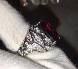 Red Diamond Ring | Mens Red Diamond Ring | Iced Out Ring | Womens Red Diamond Ring | Mens Diamond Ring | Big Ring | Mens Iced Out Ring