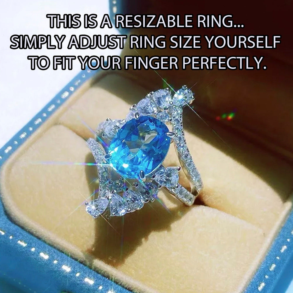 Blue Diamond Engagement Ring | Oval Wedding Ring | Womens Blue Diamond Ring | Womens Statement Ring | Womens Round Diamond Ring