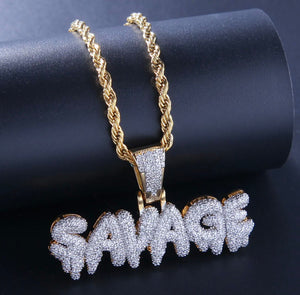 Savage Pendant | Iced Out Pendant | Letter Pendants | Diamond Pendant | Iced Necklace | Bling Necklace | Hip Hop Chain | Iced Jewellery