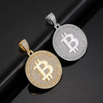 Hip Hop Pendant | Iced Out Pendant | Diamond Bitcoin Pendant | Hip Hop Chain | Bitcoin Pendant | Hip Hop Jewelry | Bitcoin Necklace