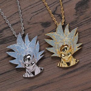 Goku Pendant | Hip Hop Pendant | Iced Out Pendant | Diamond Goku Pendant | Anime Pendant | Anime Jewelry | Blue Diamond Pendant | Anime