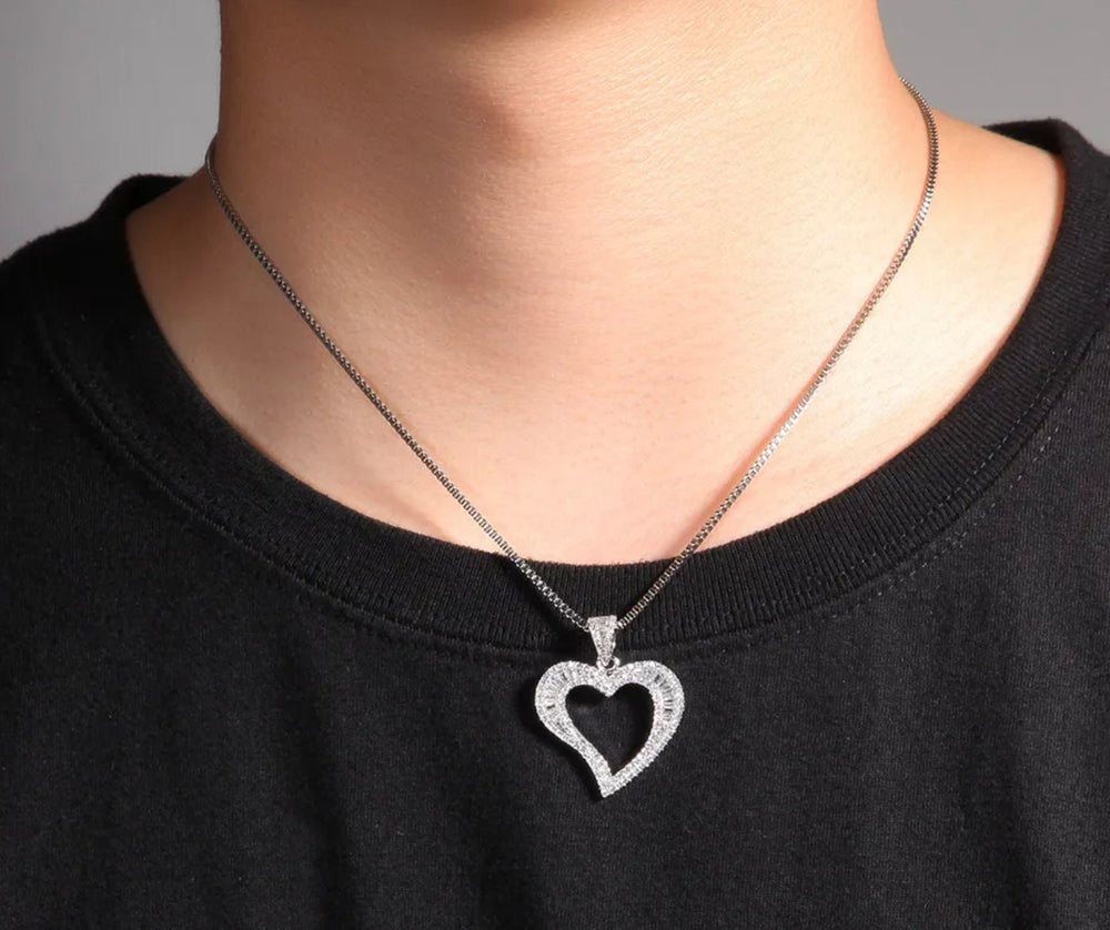 Diamond Heart Necklace | Womens Diamond Necklace | Heart Necklace with Diamonds | Heart Pendant  | Heart Necklace Silver | Heart Pendant