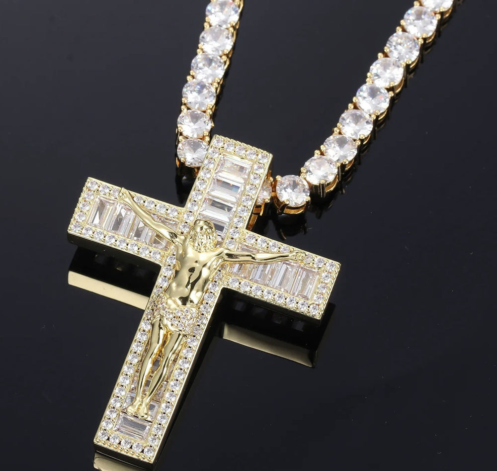 Jesus Pendant | Baguette Pendant | Cross Necklace | Iced Out Cross Pendant | Jesus Necklace | Iced Out Chain | Cross Chains | Cross Pendant