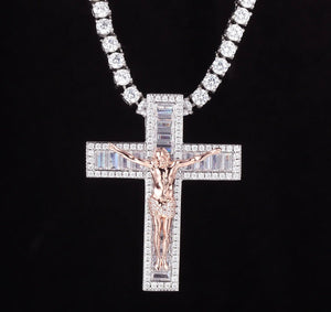 Jesus Pendant | Baguette Pendant | Cross Necklace | Iced Out Cross Pendant | Jesus Necklace | Iced Out Chain | Cross Chains | Cross Pendant