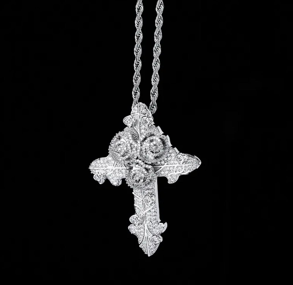 Cross Necklace | Cross Necklace Women | Flower Necklace | Iced Out Chain | Cross Chains | Cross Pendant | Diamond Cross Chain | Chain