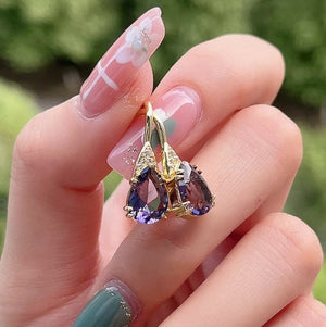 Womens Diamond Earrings | Purple Diamond Earrings | Earrings | Diamond Earrings | Teardrop Earrings | Womens Earrings | Dangle Earrings