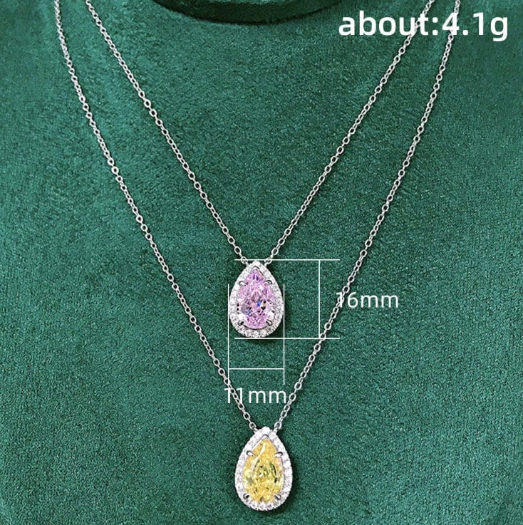 Pink Diamond Necklace | Teardrop Necklace | Pear Shape Necklace | Pear Cut Diamond Necklace | Teardrop Pendant | Diamond Pendant Necklace