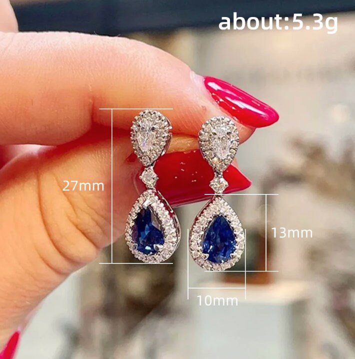 Pear Shape Earrings | Teardrop Earrings | Diamond Earrings | Diamond Earrings | Teardrop Earrings | Womens Diamond Earrings | Blue Earrings