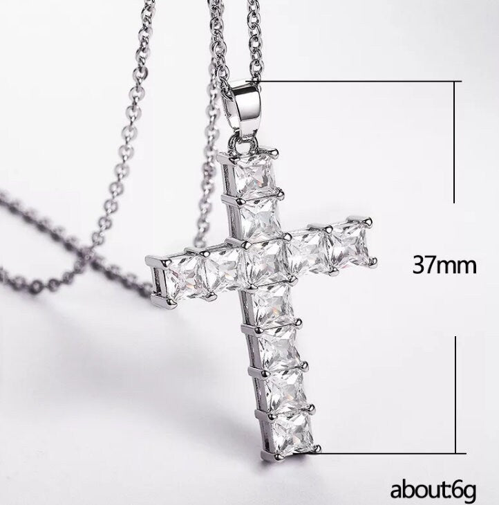 Pink Diamond Cross Necklace | Cross Necklace Women | Cross Chain | Cross Necklace Diamond | Cross Pendant | Diamond Cross Pendant