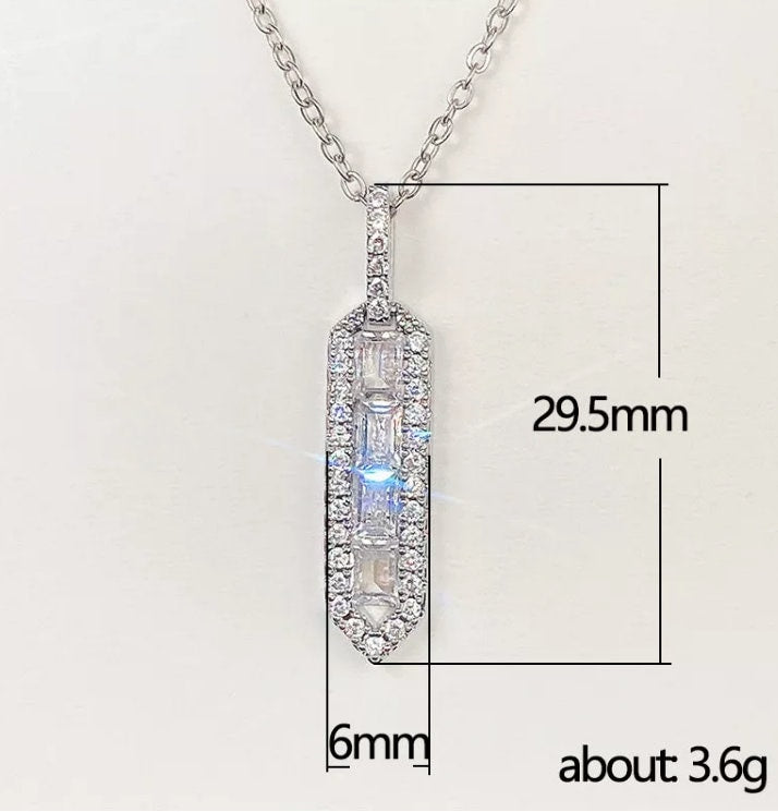 Womens Baguette Pendant | Womens Diamond Necklace | Diamond Necklace | Womens Necklace | Baguette Diamond Necklace | Womens Charm Necklace