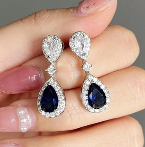 Pear Shape Earrings | Teardrop Earrings | Diamond Earrings | Diamond Earrings | Teardrop Earrings | Womens Diamond Earrings | Blue Earrings