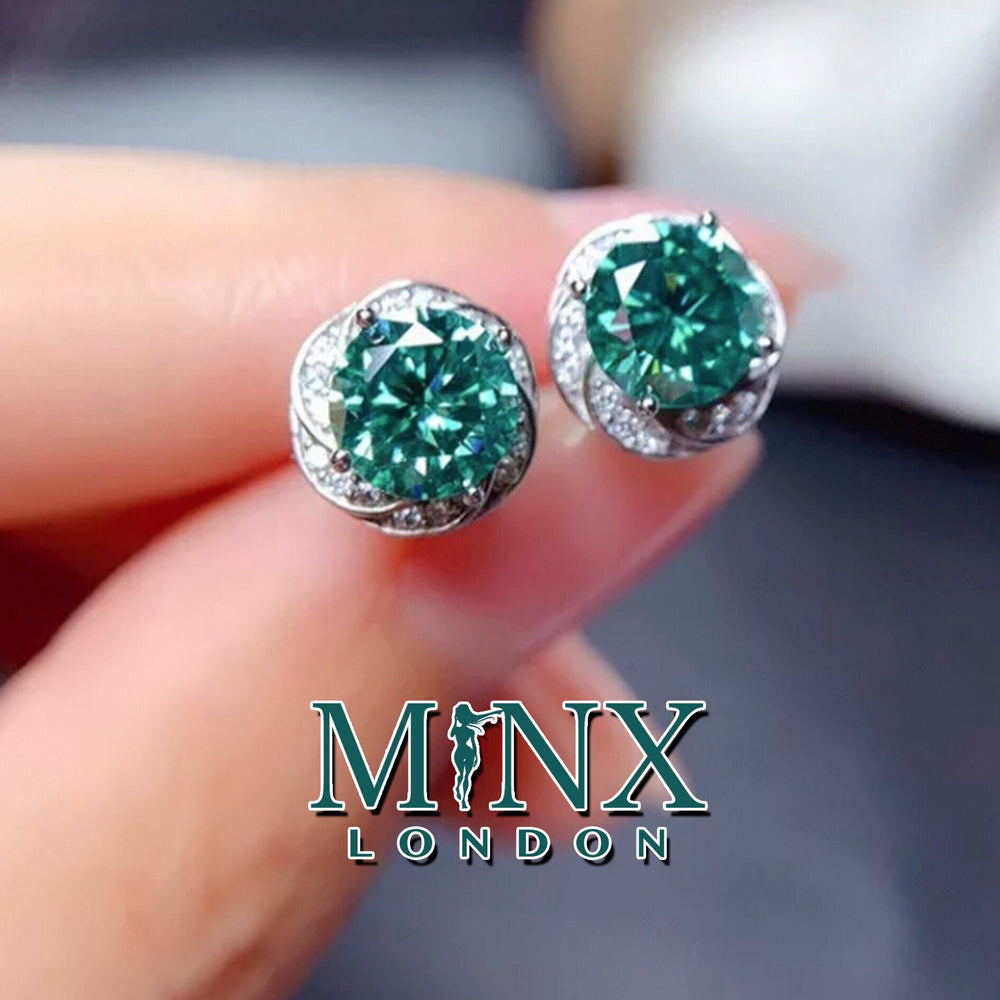 Green Diamond Earrings | Womens Earrings | Emerald Green Earrings | Green Diamond Ear Studs | Stud Earrings | Diamond Ear Studs |  Ear Studs