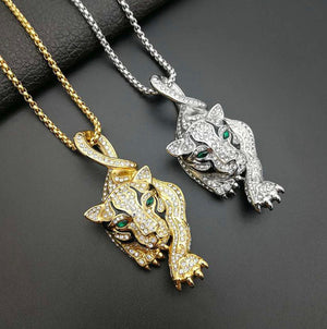 Panther Pendant | Iced Out Pendant | Gold Lion Pendant | Diamond Lion Pendant | Iced Necklace | Panther Necklace | Hip Hop Chain |