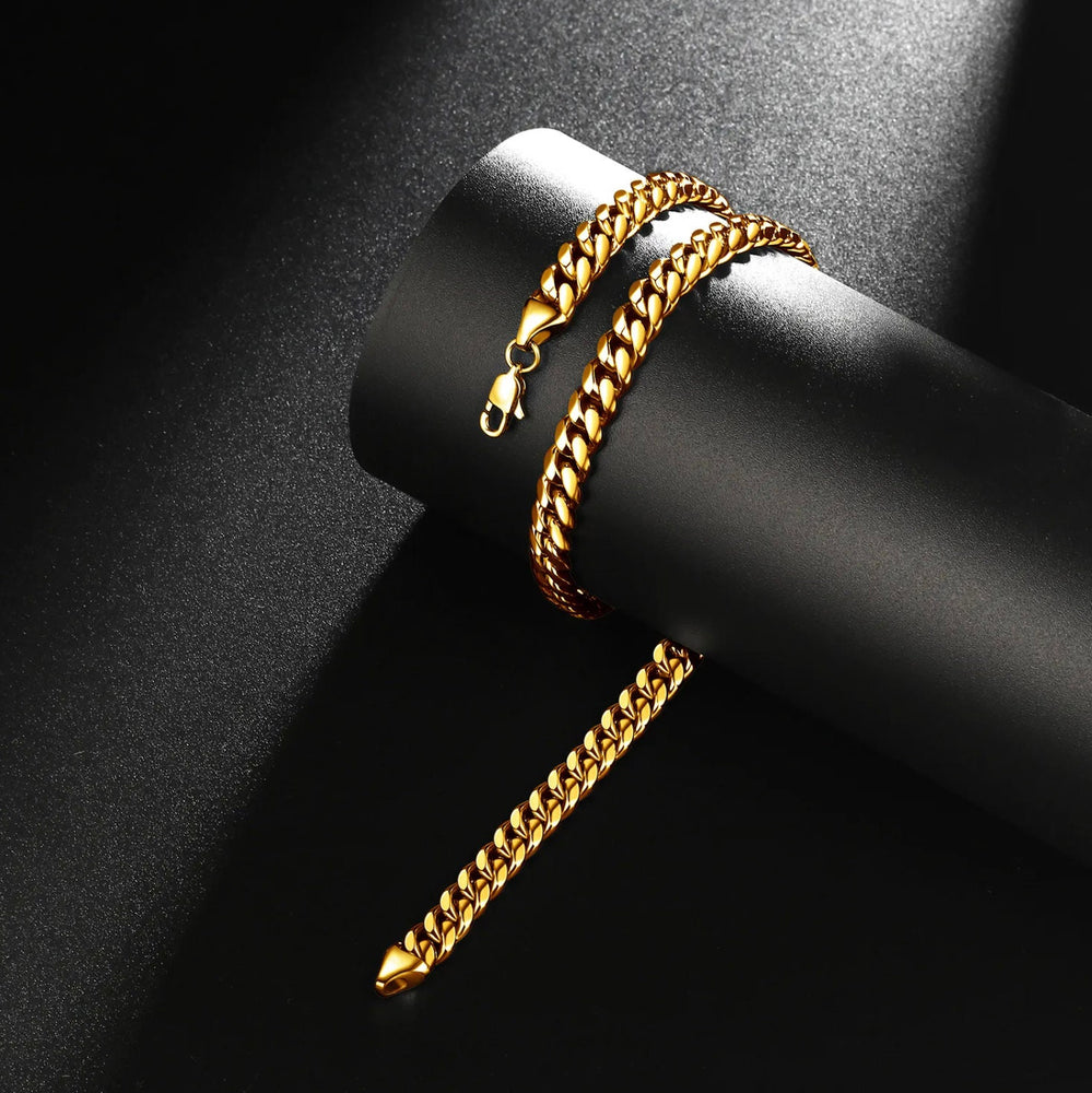Gold Cuban Link Chain | Gold Cuban Link Necklace | Gold Cuban Link Bracelet | Cuban Chain | Gold Stainless Steel Chain | Maimi Cuban Chain