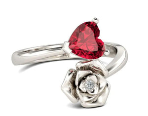 Heart Ring | Red Diamond Heart Ring | Heart Shape Ring | Diamond Heart Ring | Flower Diamond Ring | Flower Ring | Red Diamond Ring