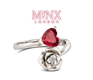 Heart Ring | Red Diamond Heart Ring | Heart Shape Ring | Diamond Heart Ring | Flower Diamond Ring | Flower Ring | Red Diamond Ring