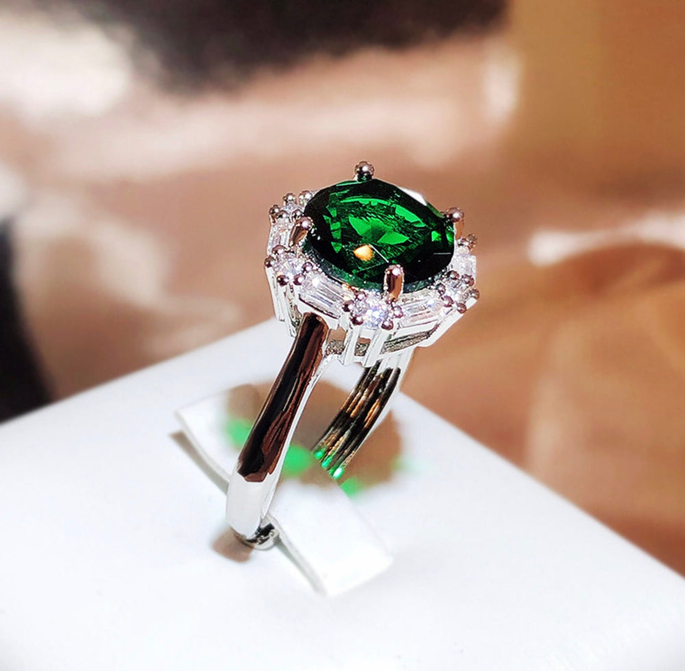 Green Gemstone Ring | Green Diamond Ring | Green Diamond Engagement Ring | Emerald Green Ring | Green Ring | Green Diamond Ring with halo