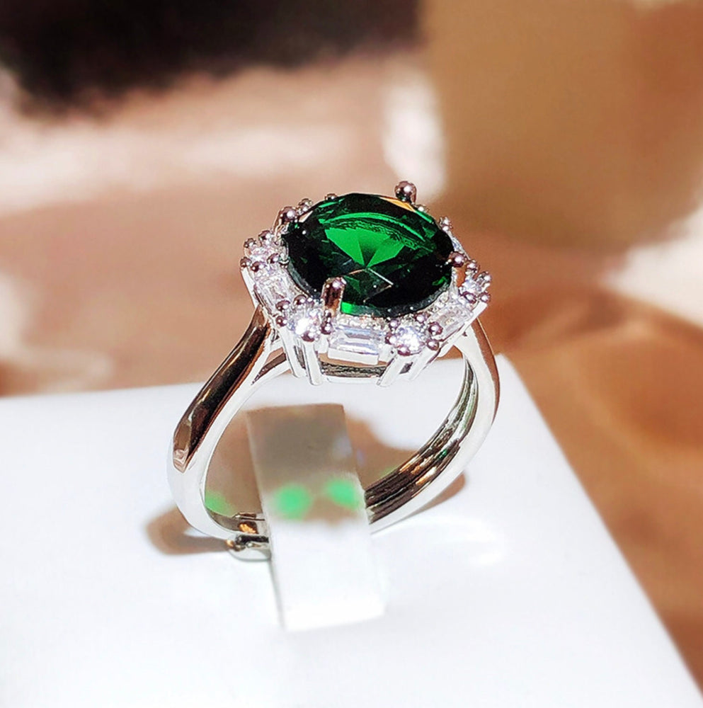 Green Gemstone Ring | Green Diamond Ring | Green Diamond Engagement Ring | Emerald Green Ring | Green Ring | Green Diamond Ring with halo