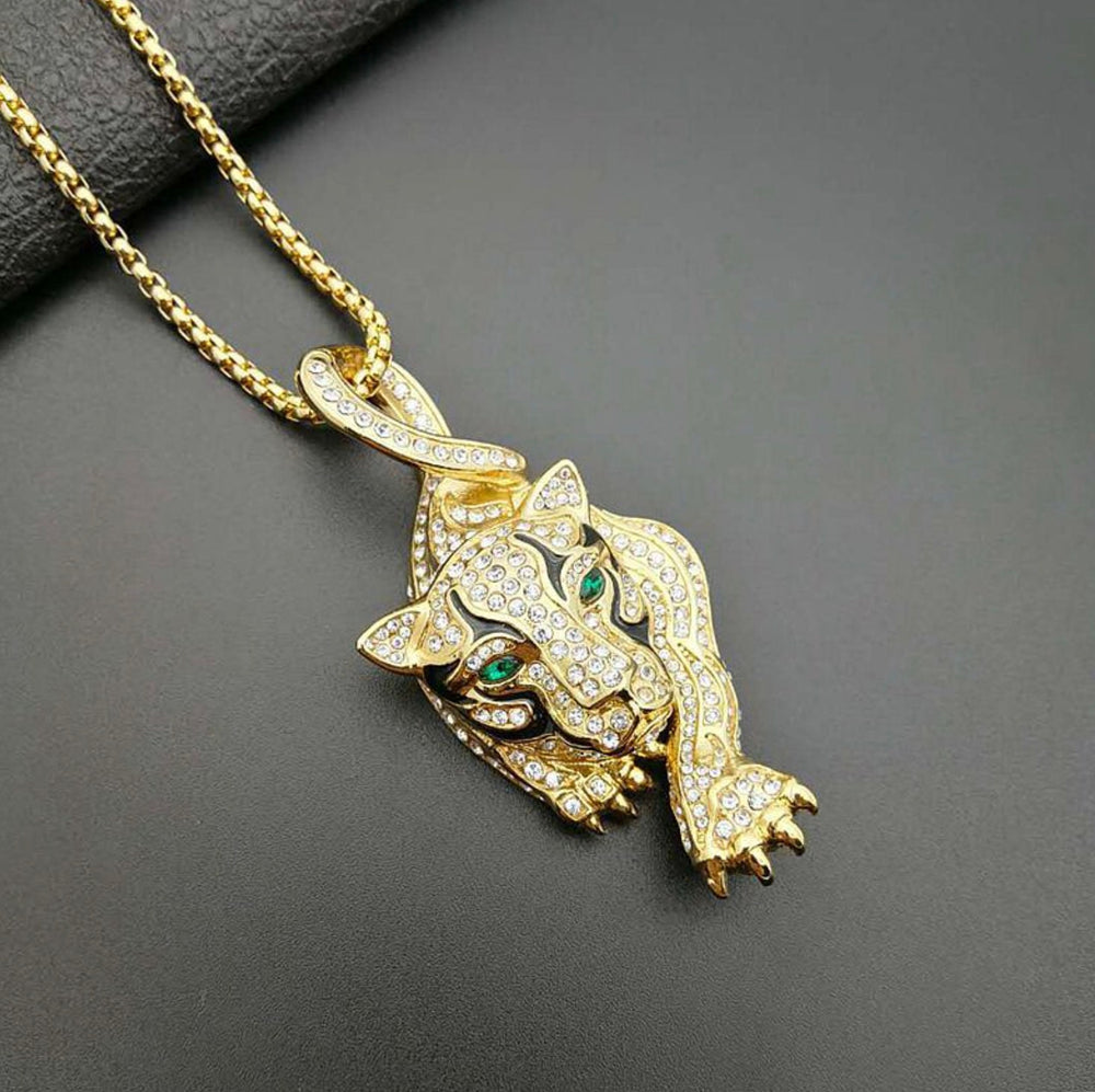 Panther Pendant | Iced Out Pendant | Gold Lion Pendant | Diamond Lion Pendant | Iced Necklace | Panther Necklace | Hip Hop Chain |