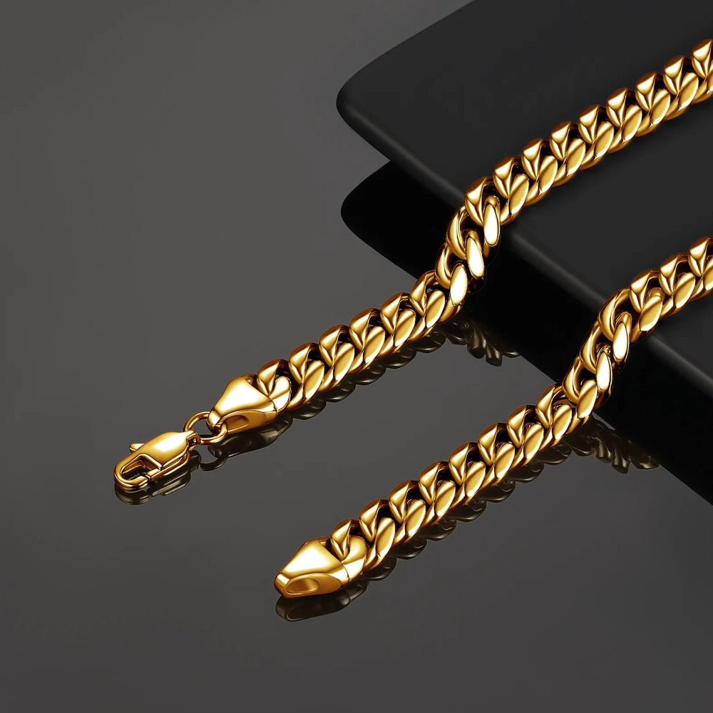 Gold Cuban Link Chain | Gold Cuban Link Necklace | Gold Cuban Link Bracelet | Cuban Chain | Gold Stainless Steel Chain | Maimi Cuban Chain