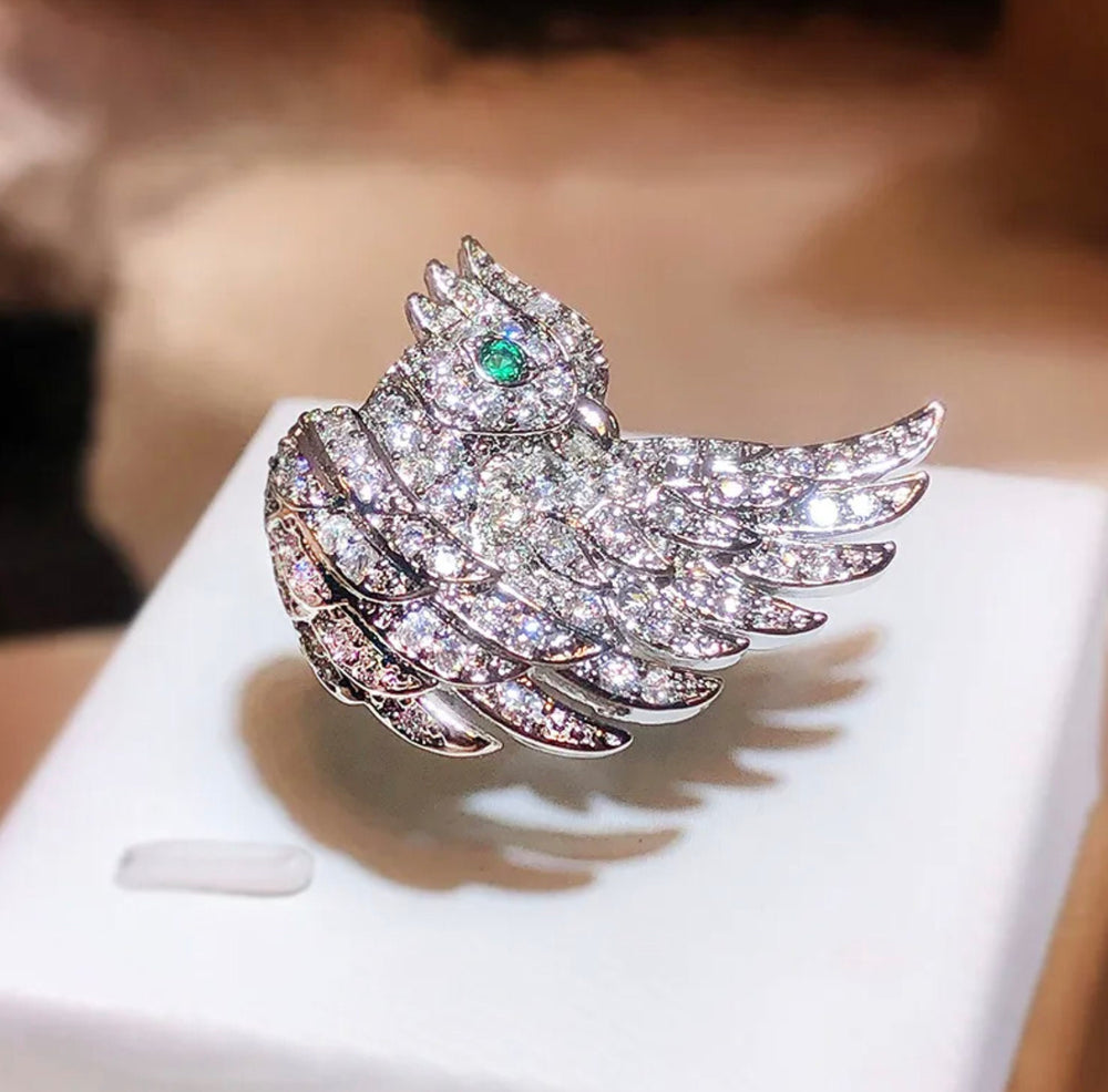 Diamond Bird Ring | Big Diamond Ring | Womens Statement Ring |  Diamond Wings Ring | Diamond Charm Ring | Womens Statement Ring | Bird Ring