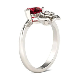 Heart Ring | Red Diamond Heart Ring | Heart Shape Ring | Diamond Heart Ring | Flower Diamond Ring | Flower Ring | Red Diamond Ring