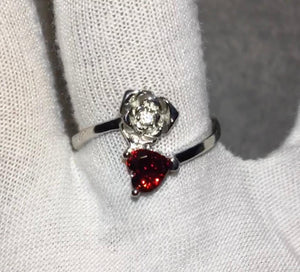 Heart Ring | Red Diamond Heart Ring | Heart Shape Ring | Diamond Heart Ring | Flower Diamond Ring | Flower Ring | Red Diamond Ring