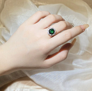 Green Gemstone Ring | Green Diamond Ring | Green Diamond Engagement Ring | Emerald Green Ring | Green Ring | Green Diamond Ring with halo