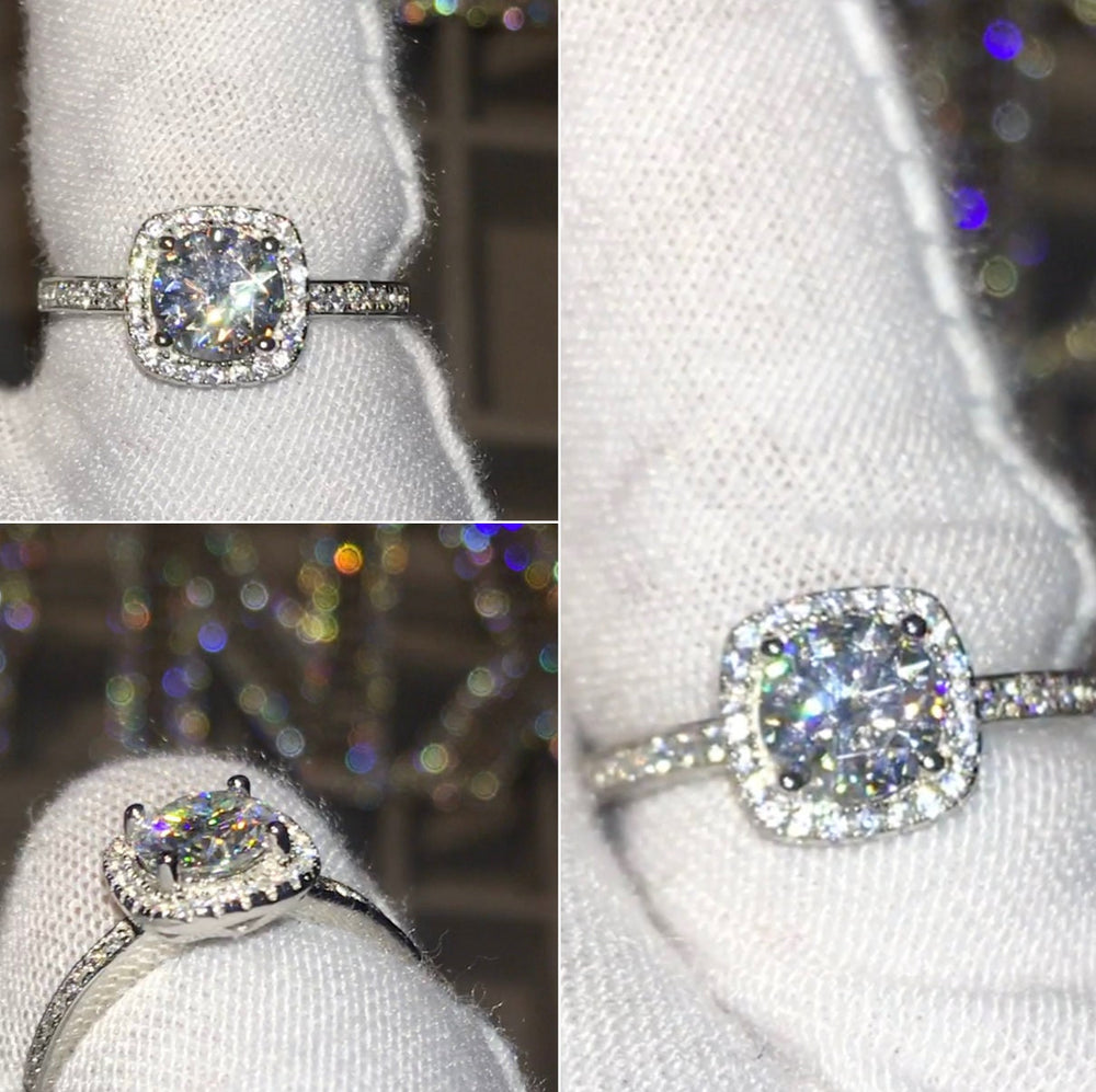 Moissanite Engagement Ring | 1ct | Womens Engagement Ring | Halo Wedding Ring | Moissanite Ring | Moissanite Rings | Womens Diamond Ring